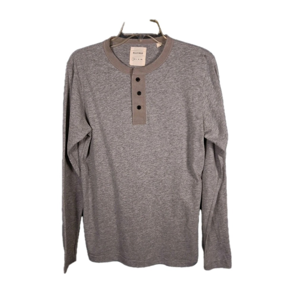 Billy Reid Henley Shirt Mens Small Gray Long Sleeve Casual Quiet Luxury